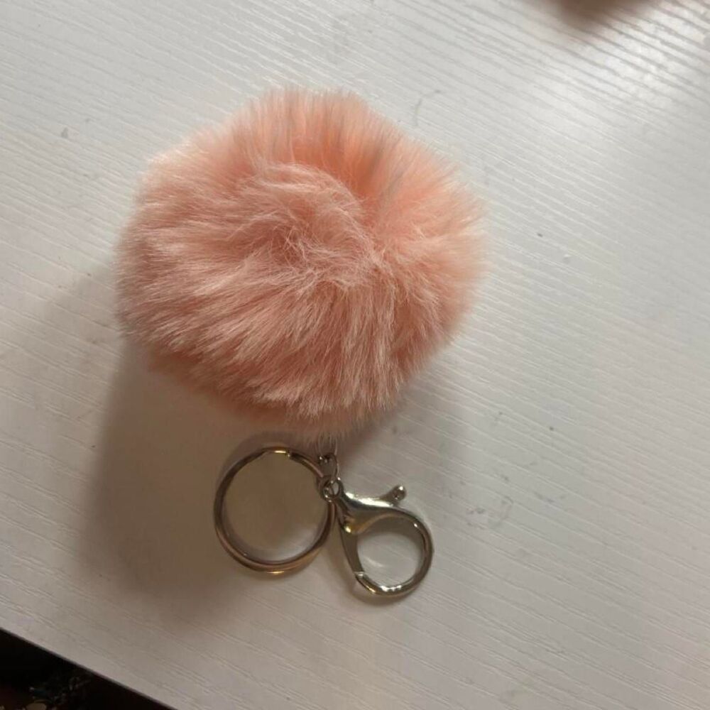 Pink fluffy keychain